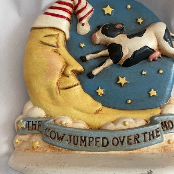 Cast Iron Doorstop The Cow Jumped Over The Moon Midwest Importers Nursery Rhyme - Picture 2 of 6
